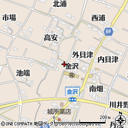 愛知県豊川市金沢町金山20周辺の地図