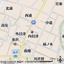 愛知県豊川市金沢町内貝津周辺の地図