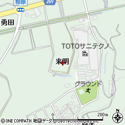 愛知県常滑市檜原来明周辺の地図