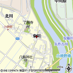 愛知県西尾市小焼野町（東川）周辺の地図