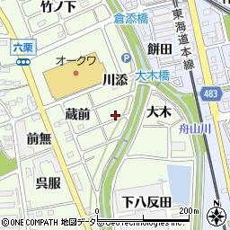 愛知県額田郡幸田町六栗川添周辺の地図