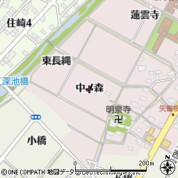 愛知県西尾市矢曽根町（中ノ森）周辺の地図