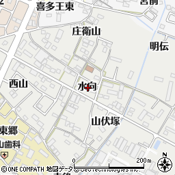 愛知県西尾市上矢田町水向周辺の地図