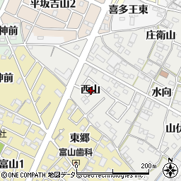 愛知県西尾市上矢田町西山周辺の地図