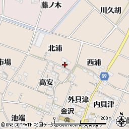 愛知県豊川市金沢町（北浦）周辺の地図