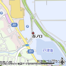 京都府八幡市戸津（谷ノ口）周辺の地図
