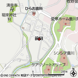 愛知県豊川市平尾町前田周辺の地図