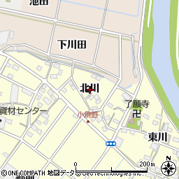 愛知県西尾市小焼野町北川周辺の地図