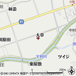 愛知県新城市富岡大草周辺の地図