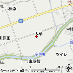 愛知県新城市富岡（大草）周辺の地図