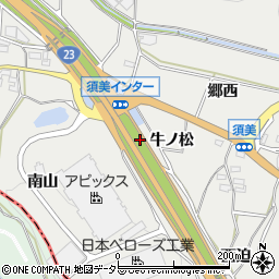 愛知県額田郡幸田町須美牛ノ松周辺の地図