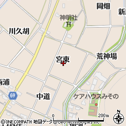 愛知県豊川市金沢町宮東周辺の地図