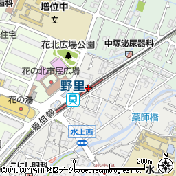 タイムズＪＲ野里駅前駐車場周辺の地図