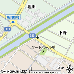 愛知県西尾市高河原町（籠田）周辺の地図