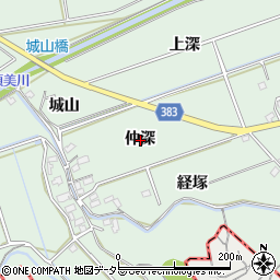 愛知県西尾市平原町仲深周辺の地図