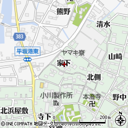 愛知県西尾市楠村町家下周辺の地図