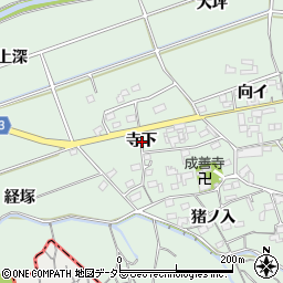 愛知県西尾市平原町寺下周辺の地図