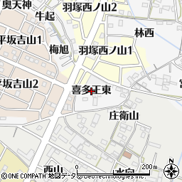 愛知県西尾市羽塚町（喜多王東）周辺の地図