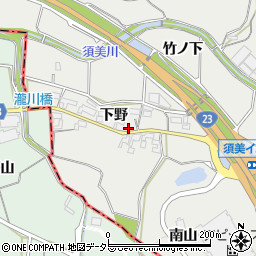 愛知県額田郡幸田町須美下野周辺の地図