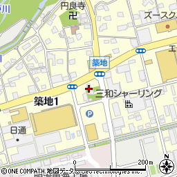 静岡県藤枝市築地1丁目18周辺の地図