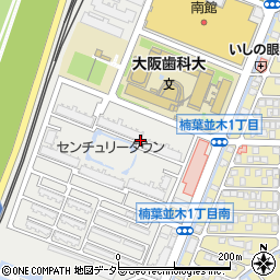 大阪府枚方市楠葉花園町周辺の地図