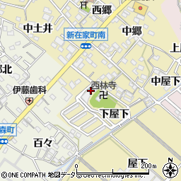 愛知県西尾市新在家町下屋下39周辺の地図