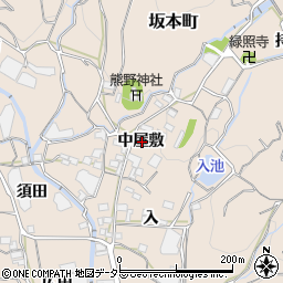 愛知県蒲郡市坂本町中屋敷周辺の地図