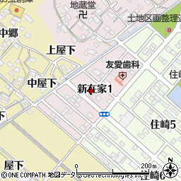 愛知県西尾市新在家周辺の地図