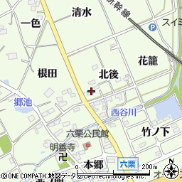 愛知県額田郡幸田町六栗北後22周辺の地図