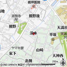 愛知県西尾市楠村町清水周辺の地図