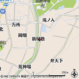 愛知県豊川市金沢町新屋敷周辺の地図