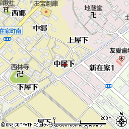 愛知県西尾市新在家町中屋下周辺の地図