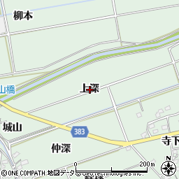 愛知県西尾市平原町上深周辺の地図