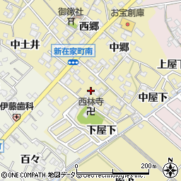 愛知県西尾市新在家町南郷周辺の地図