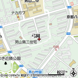 京都府八幡市男山弓岡周辺の地図