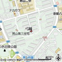 京都府八幡市男山（弓岡）周辺の地図