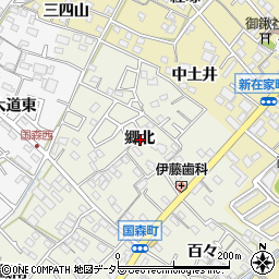 愛知県西尾市国森町郷北周辺の地図
