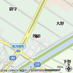 愛知県西尾市高河原町埋田周辺の地図