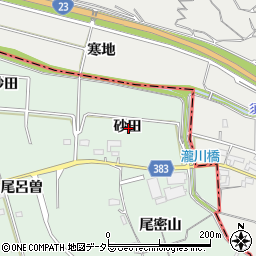 愛知県西尾市平原町砂田周辺の地図