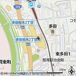 ココカラファインプラスイズミヤ多田店周辺の地図