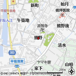 愛知県西尾市平坂町（熊野）周辺の地図