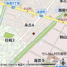 愛知県西尾市永吉4丁目75周辺の地図