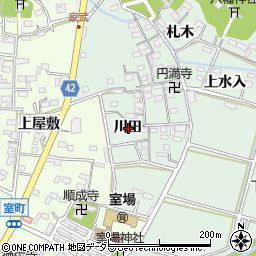 愛知県西尾市家武町川田周辺の地図