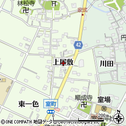 愛知県西尾市室町上屋敷周辺の地図