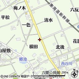 愛知県幸田町（額田郡）六栗（矢倉）周辺の地図