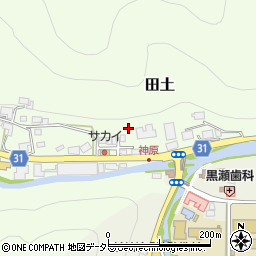 岡山県吉備中央町（加賀郡）田土周辺の地図