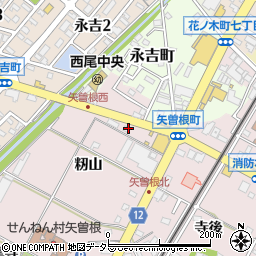 愛知県西尾市矢曽根町籾山周辺の地図