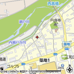 静岡県藤枝市築地1丁目10周辺の地図