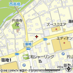 静岡県藤枝市築地836-1周辺の地図
