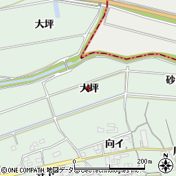 愛知県西尾市平原町大坪周辺の地図